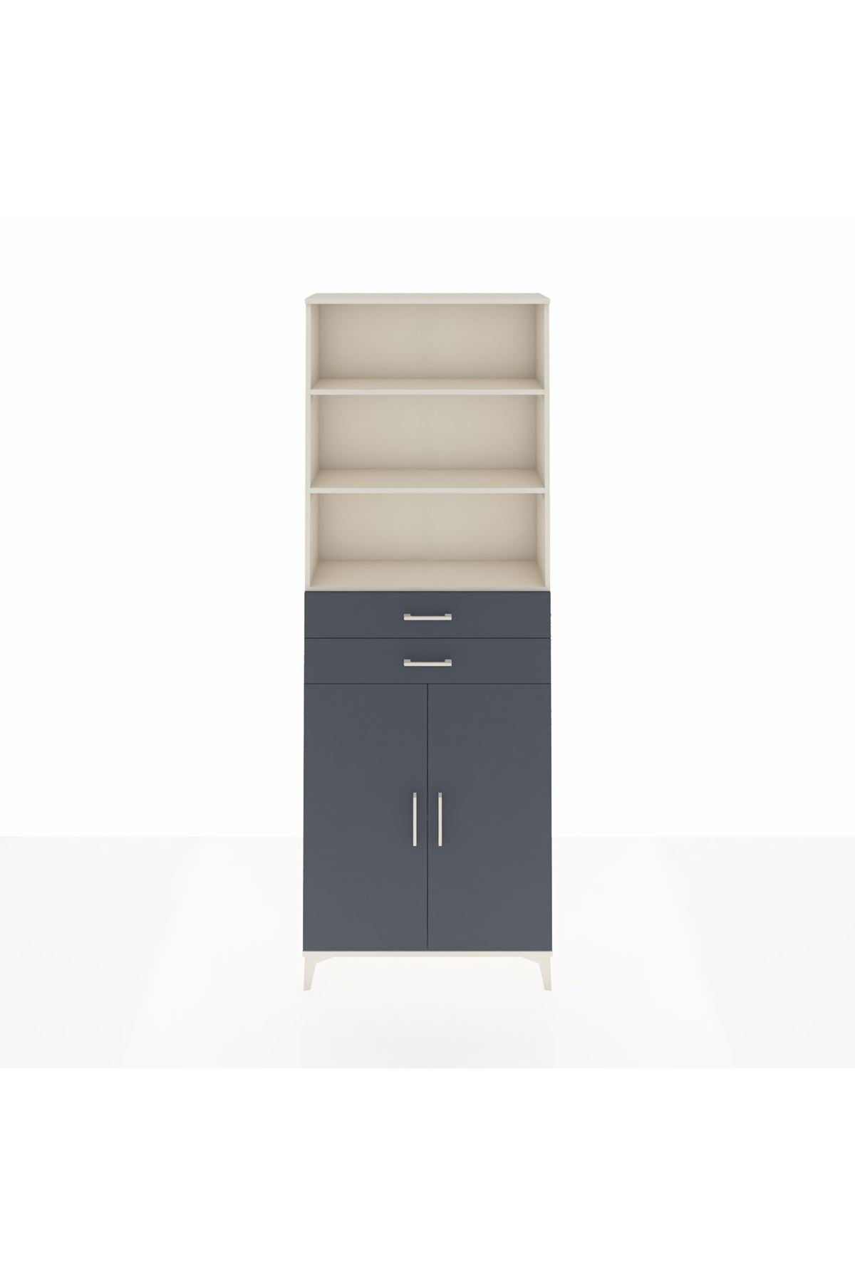 Arges Dolap 4 Raflı 2 Çekmeceli 2 Kapaklı 88x30x243 - S33M288V2A