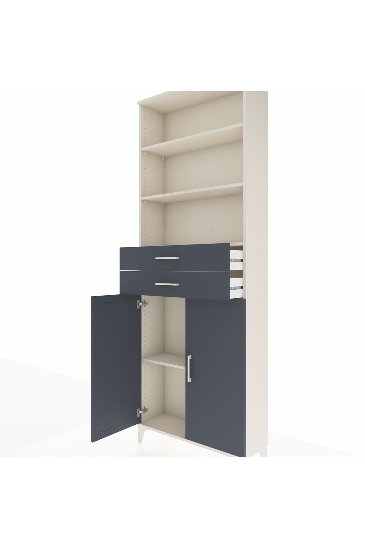 Arges Dolap 4 Raflı 2 Çekmeceli 2 Kapaklı 88x30x243 - S33M288V2A