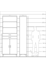 Arges Dolap 4 Raflı 2 Çekmeceli 2 Kapaklı 88x30x243 - S33M288V6A
