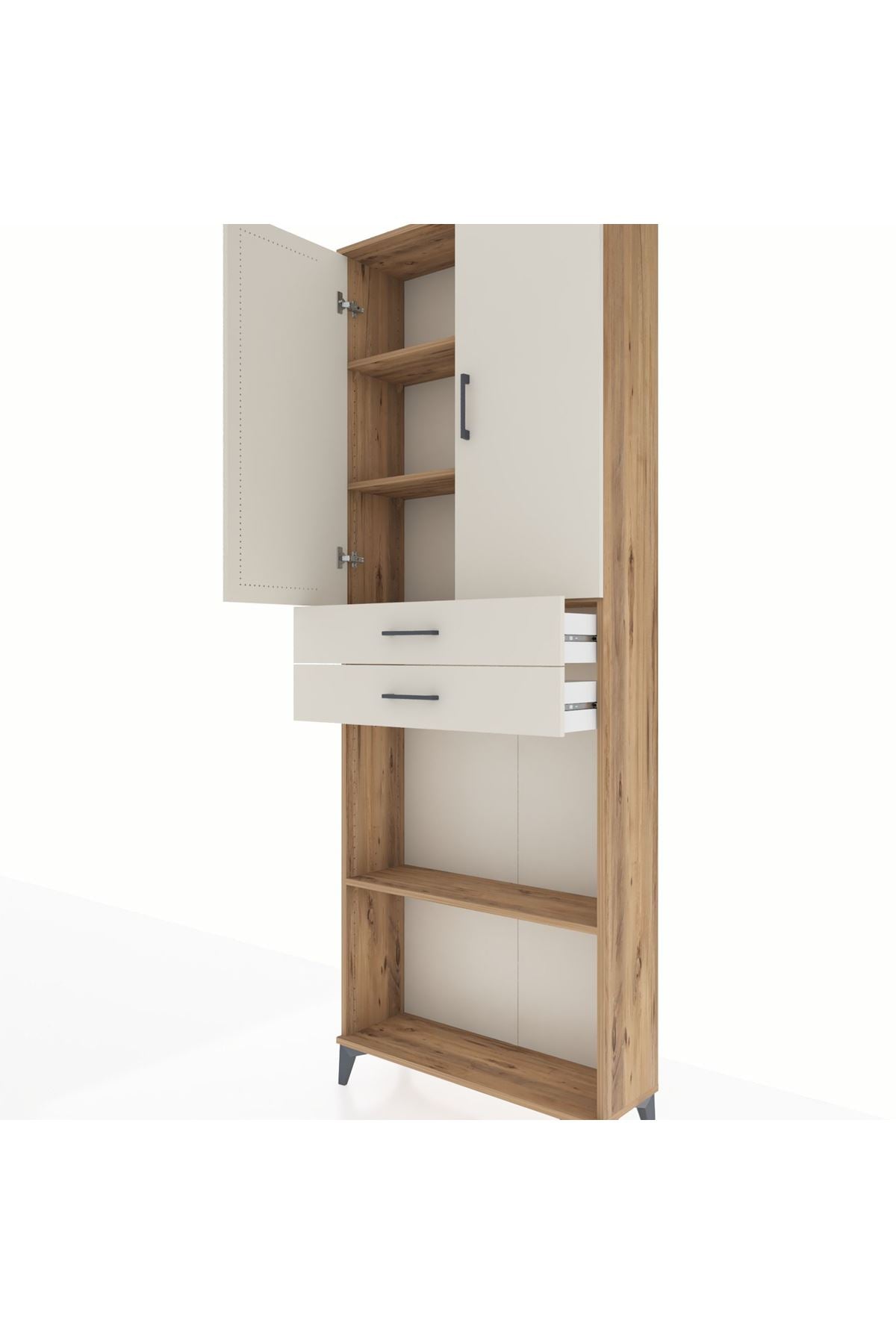 Arges Dolap 4 Raflı 2 Çekmeceli 2 Kapaklı 88x30x243 - S33M289V7A