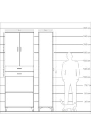 Arges Dolap 4 Raflı 2 Çekmeceli 2 Kapaklı 88x30x243 - S33M289V7A