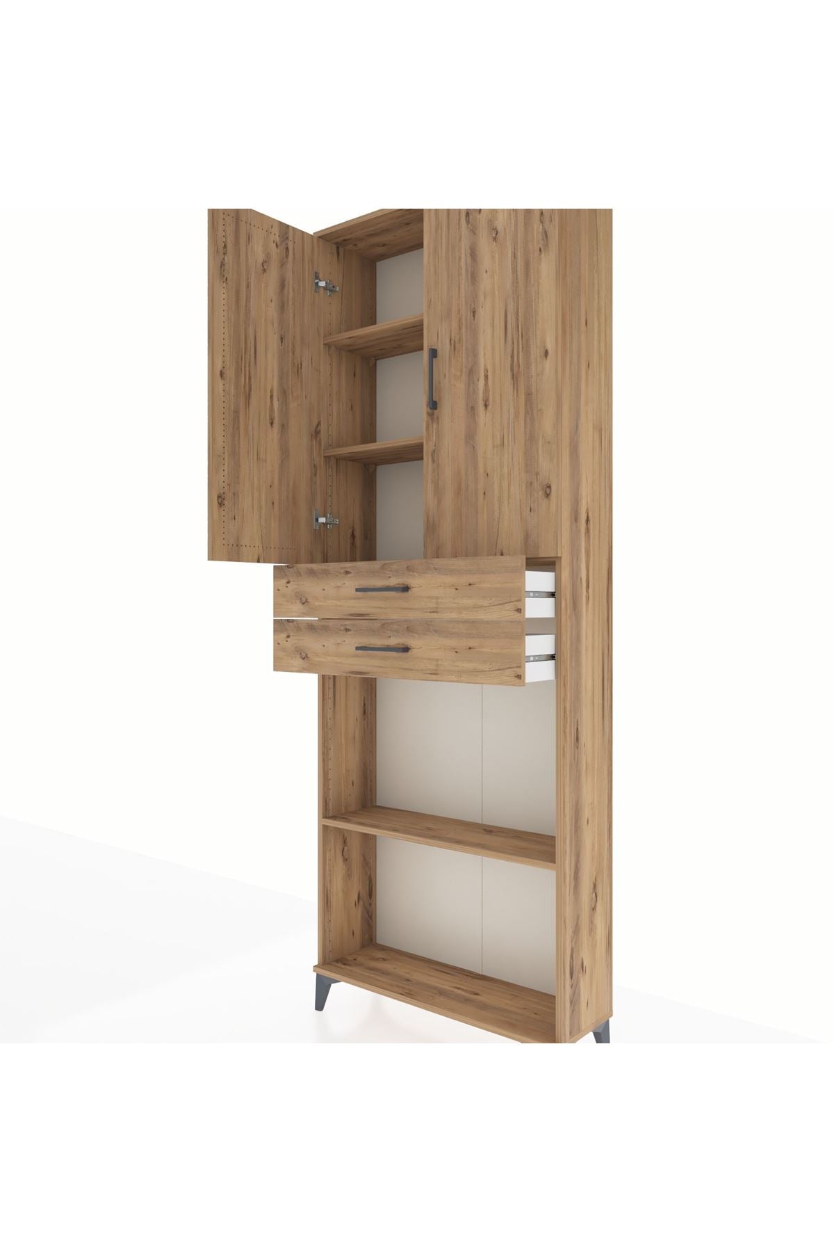 Arges Dolap 4 Raflı 2 Çekmeceli 2 Kapaklı 88x30x243 - S33M289V9A