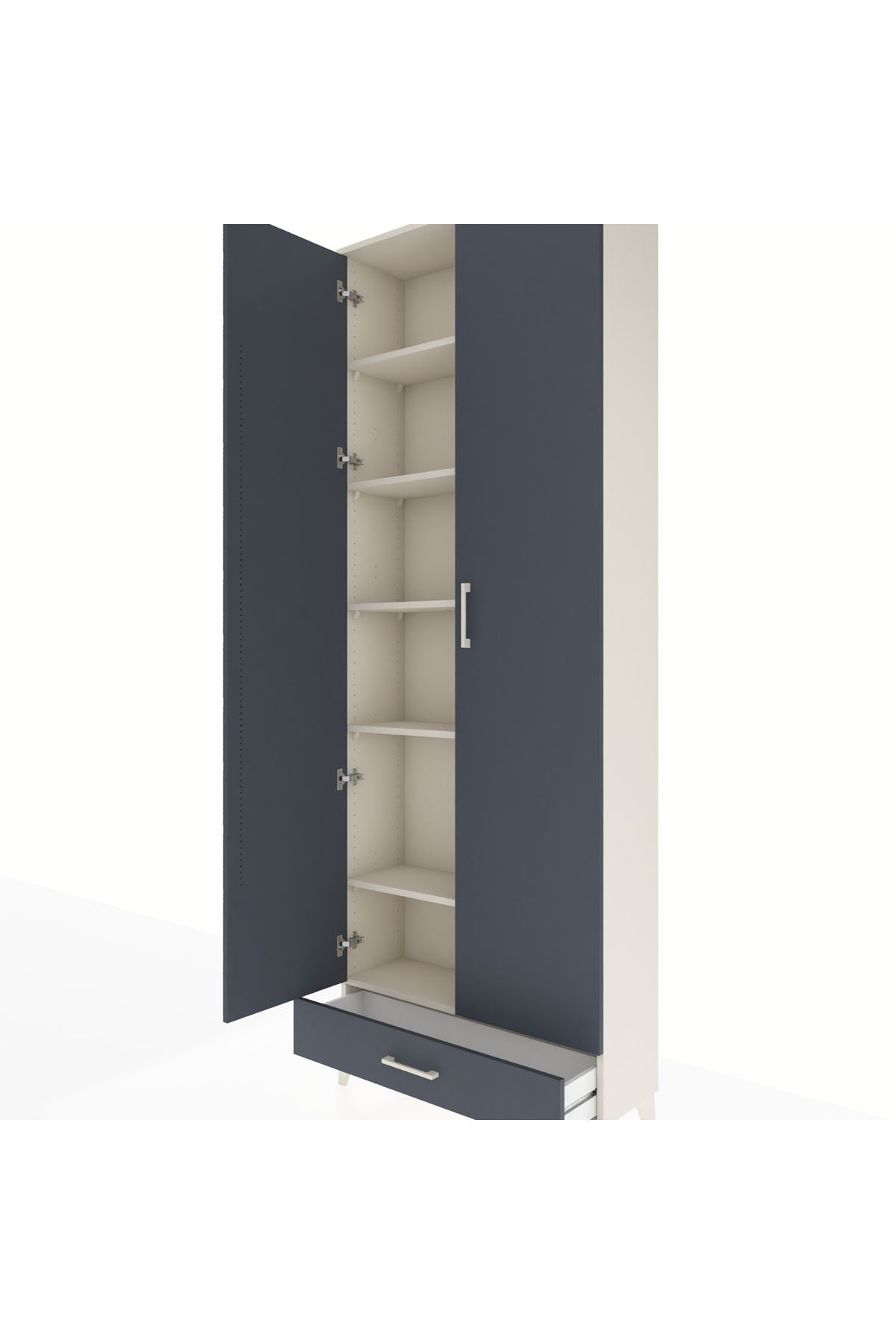 Arges Dolap 6 Raflı Tek Çekmeceli 2 Kapaklı 88x30x243 - S33M291V2A