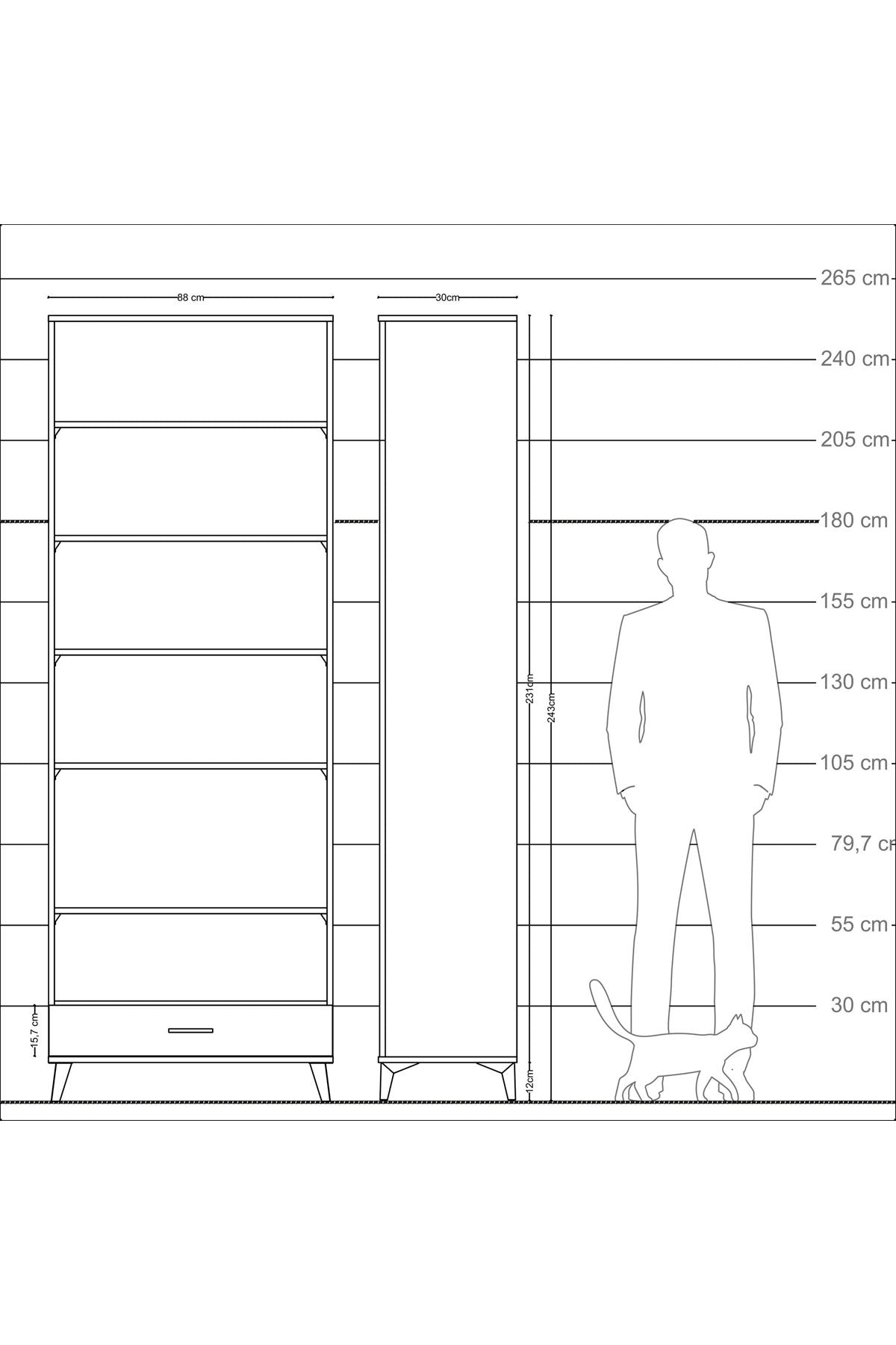 Arges Dolap 6 Raflı Tek Çekmeceli 88x30x243 - S33M292V2A