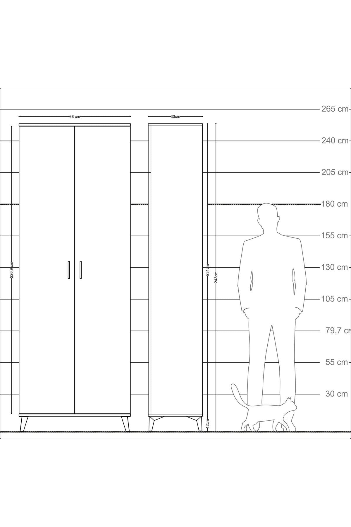 Arges Dolap 2 Raflı 2 Kapaklı Tek Askılı 88x30x243 - S33M295V8A