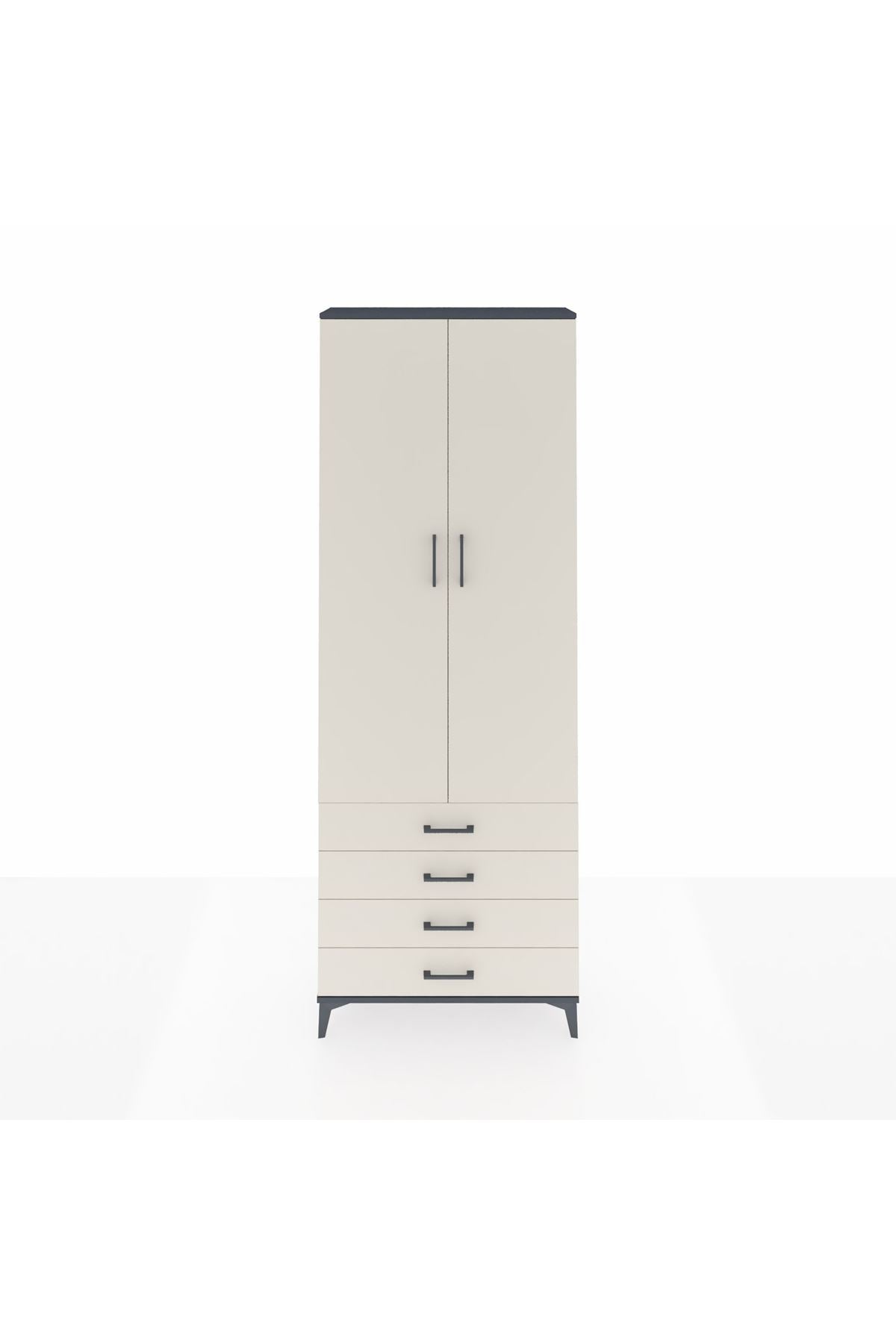 Arges Dolap 2 Raflı 4 Çekmeceli Tek Askılı 88x30x243 - S33M297V4A
