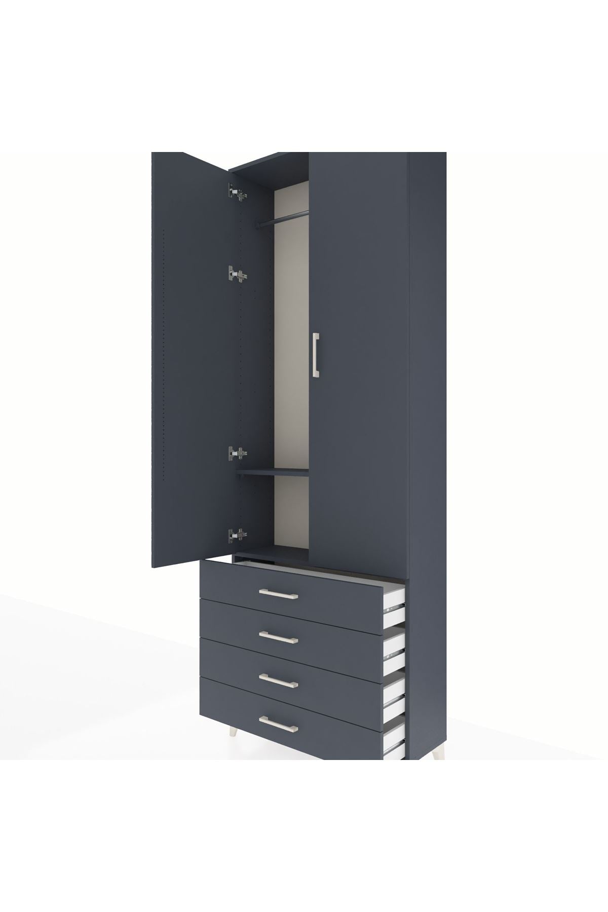 Arges Dolap 2 Raflı 4 Çekmeceli Tek Askılı 88x30x243 - S33M297V5A