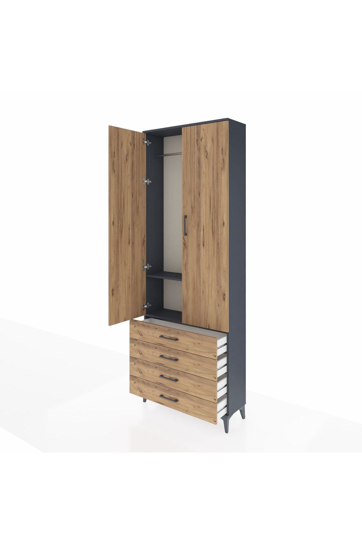 Arges Dolap 2 Raflı 4 Çekmeceli Tek Askılı 88x30x243 - S33M297V6A
