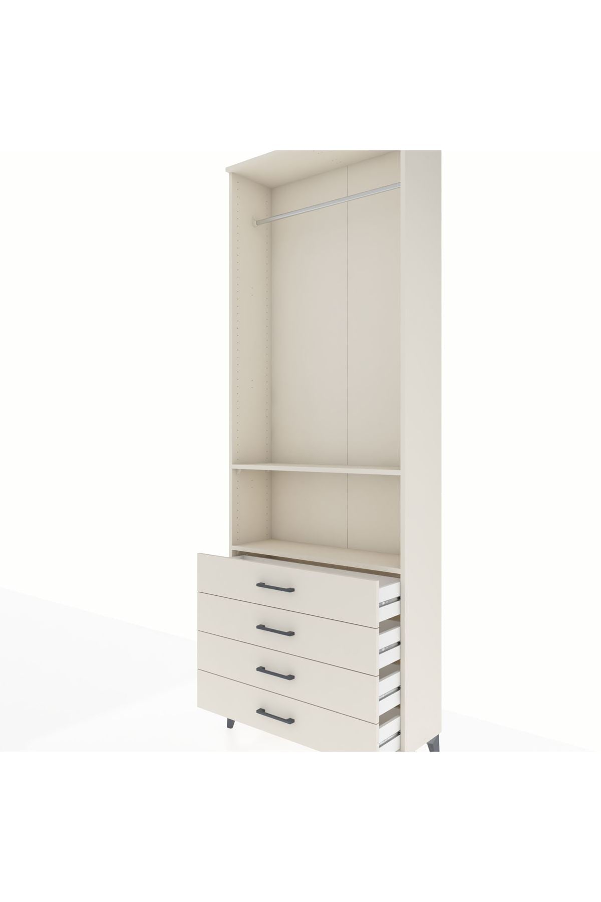 Arges Dolap 2 Raflı 4 Çekmeceli Tek Askılı 88x30x243 - S33M298V1A