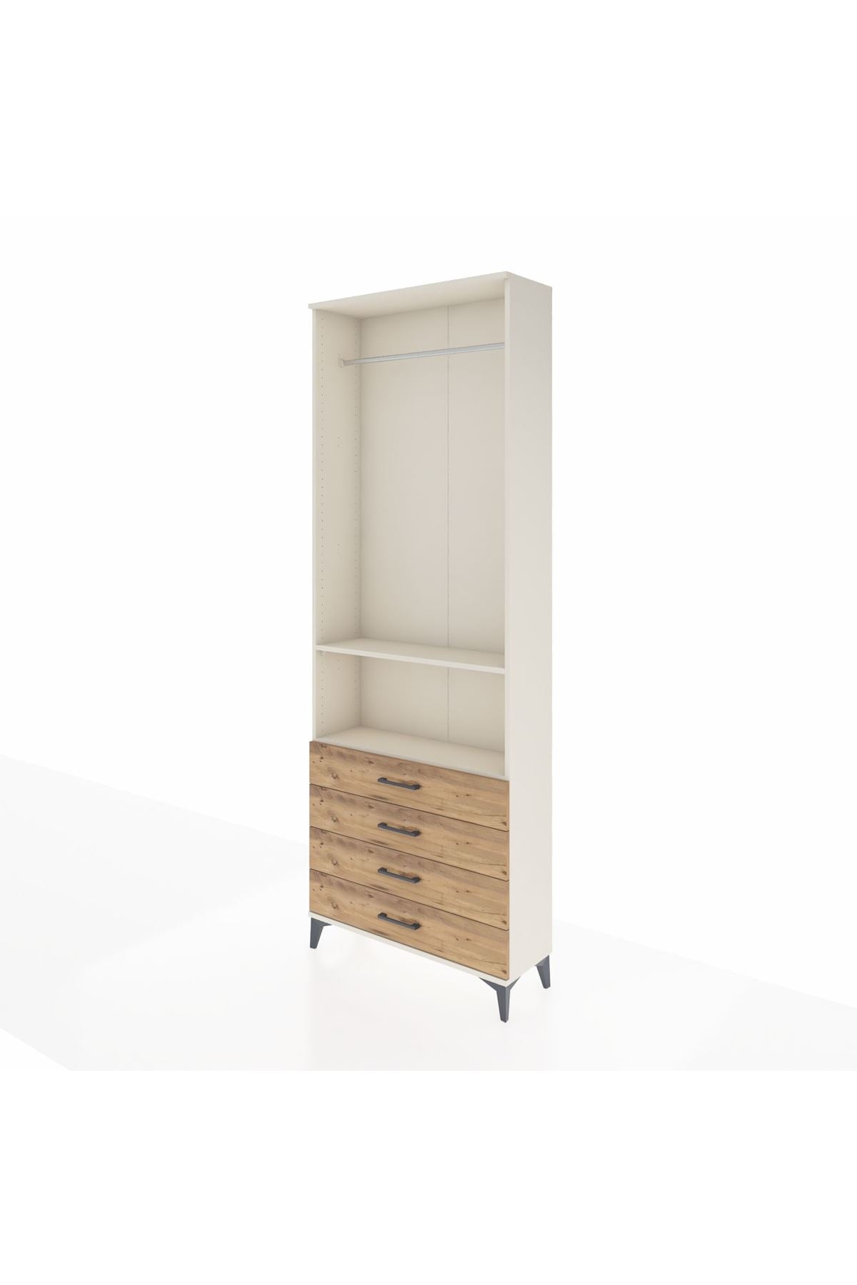 Arges Dolap 2 Raflı 4 Çekmeceli Tek Askılı 88x30x243 - S33M298V3A
