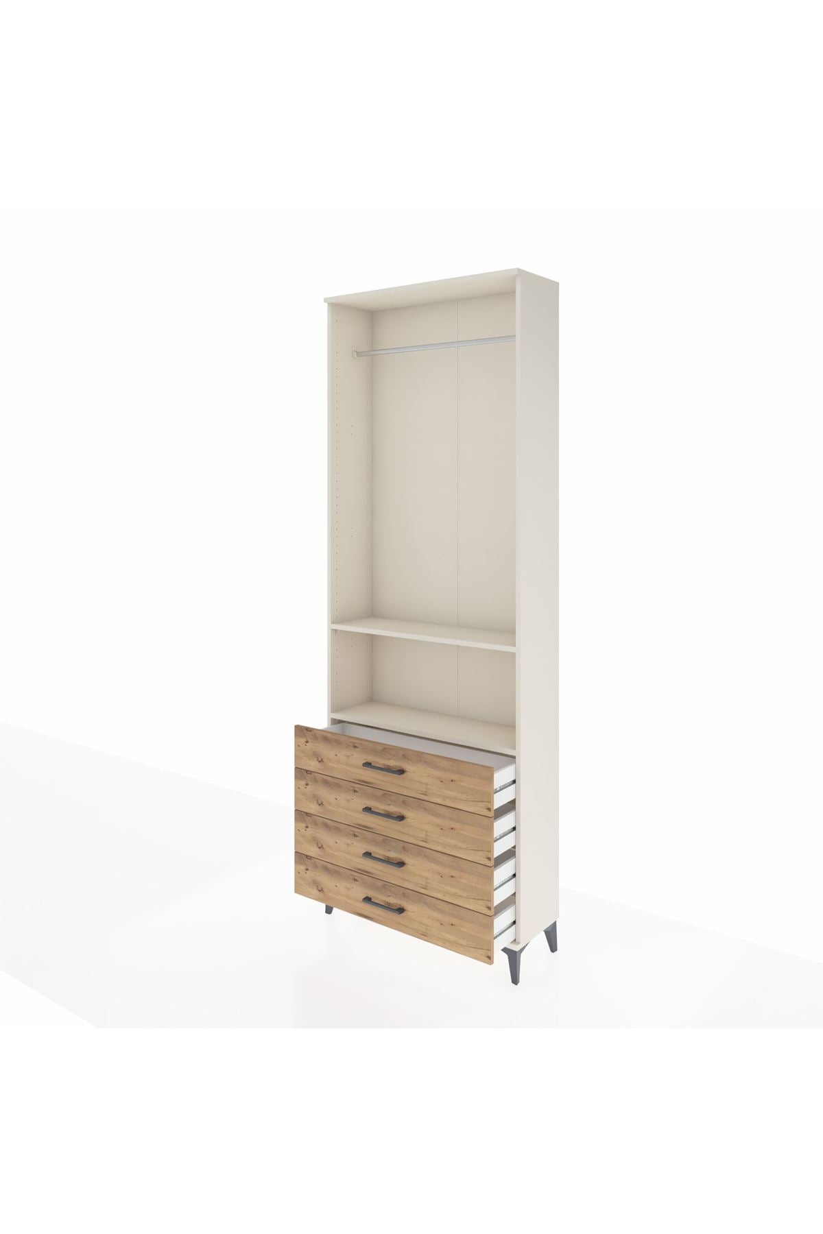 Arges Dolap 2 Raflı 4 Çekmeceli Tek Askılı 88x30x243 - S33M298V3A