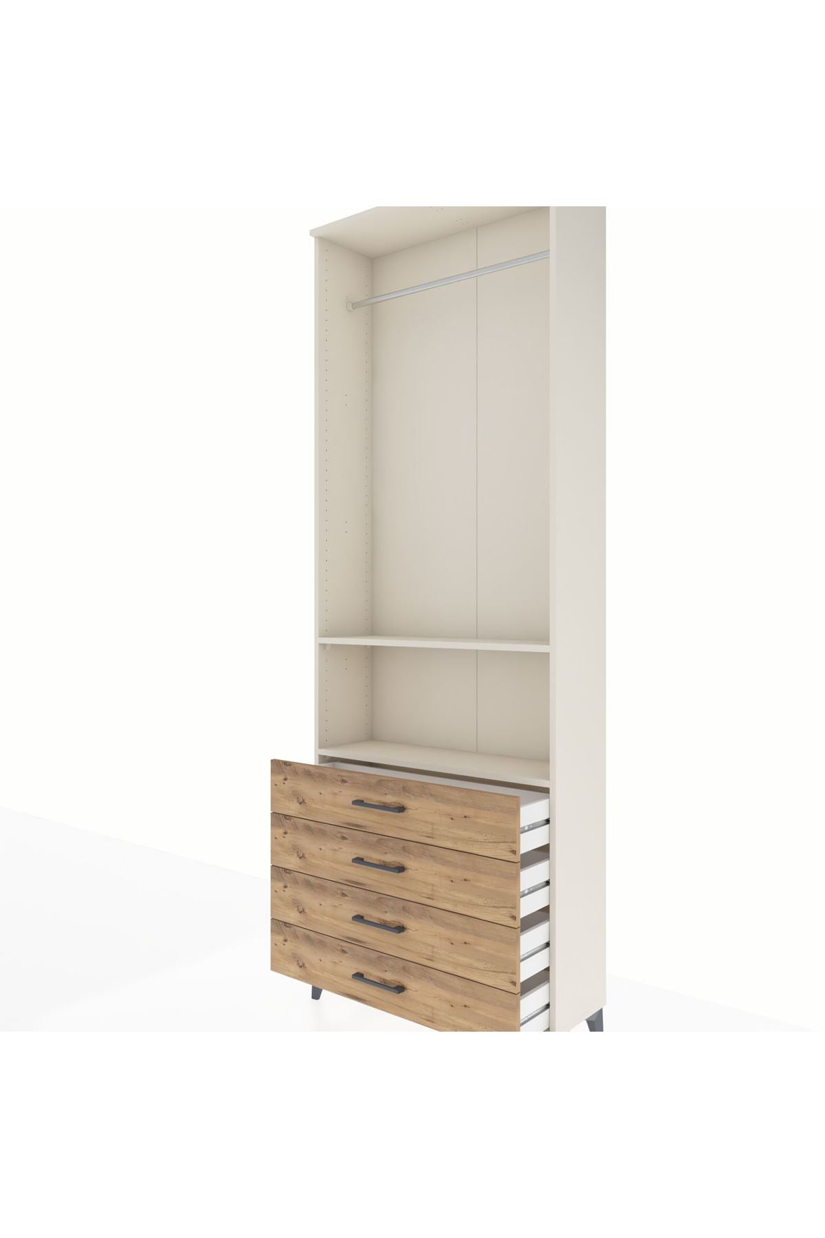 Arges Dolap 2 Raflı 4 Çekmeceli Tek Askılı 88x30x243 - S33M298V3A