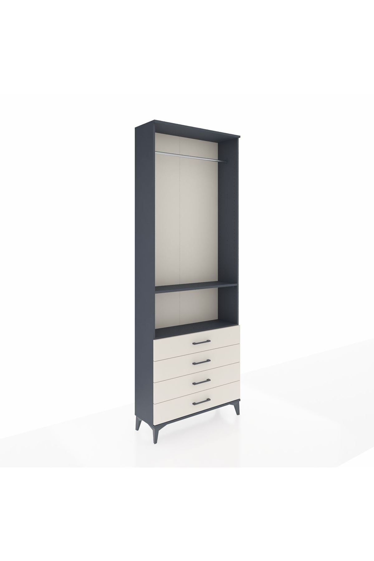 Arges Dolap 2 Raflı 4 Çekmeceli Tek Askılı 88x30x243 - S33M298V4A