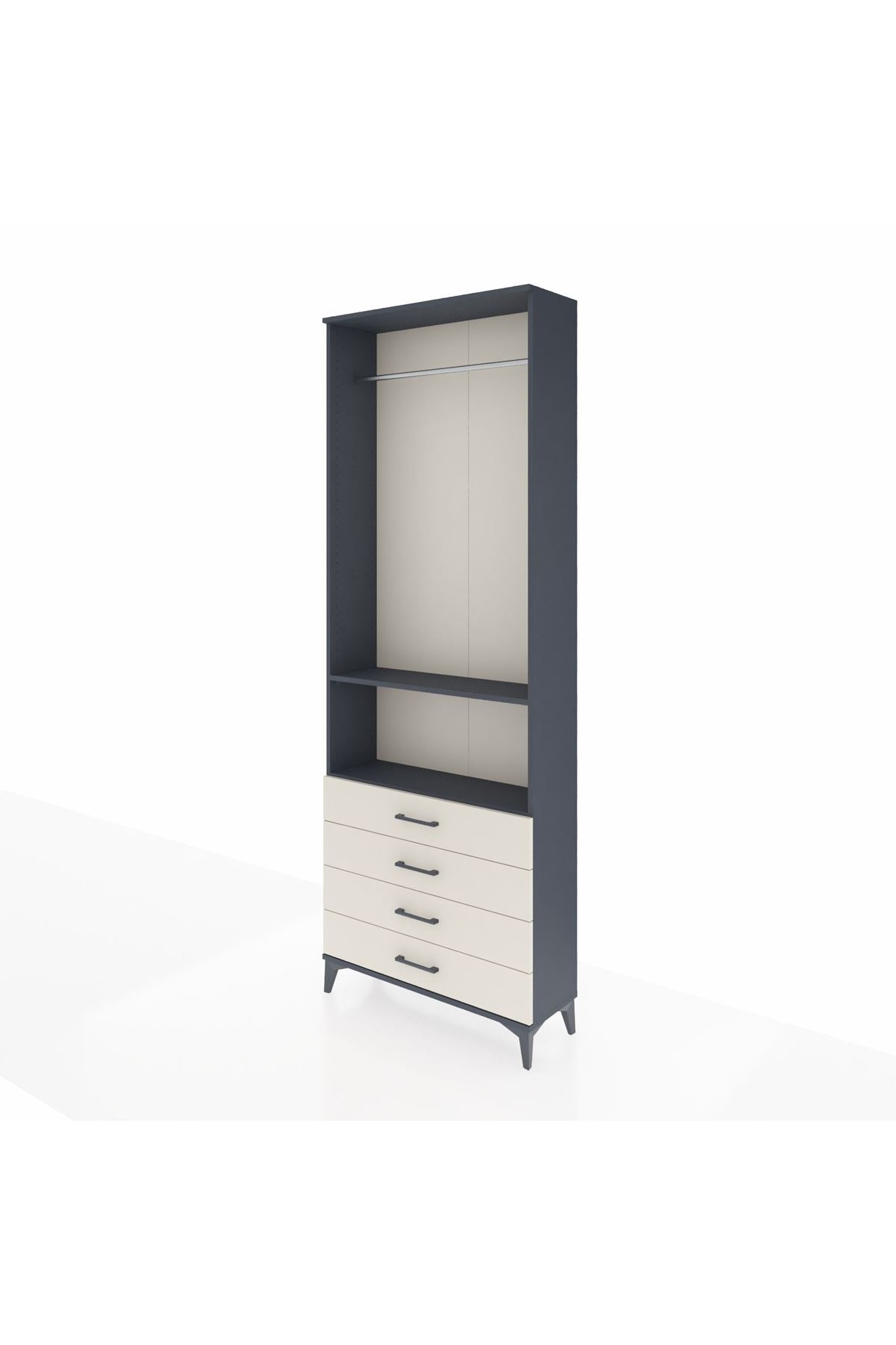 Arges Dolap 2 Raflı 4 Çekmeceli Tek Askılı 88x30x243 - S33M298V4A