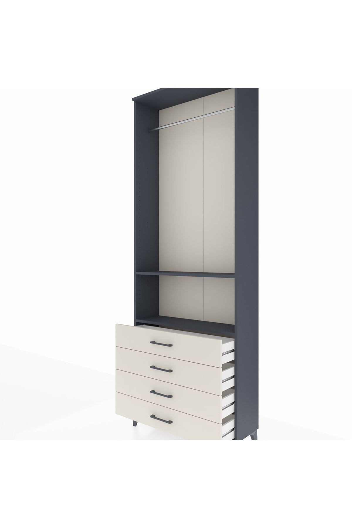 Arges Dolap 2 Raflı 4 Çekmeceli Tek Askılı 88x30x243 - S33M298V4A