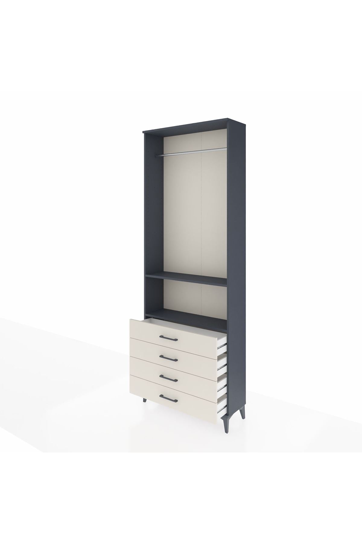 Arges Dolap 2 Raflı 4 Çekmeceli Tek Askılı 88x30x243 - S33M298V4A