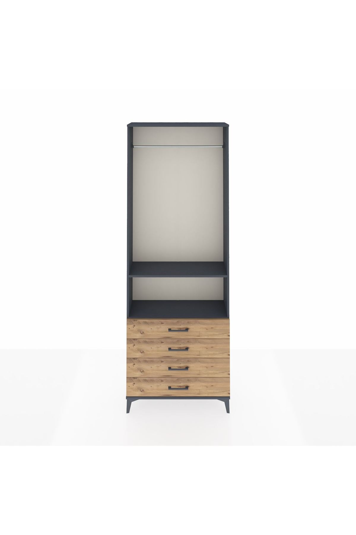Arges Dolap 2 Raflı 4 Çekmeceli Tek Askılı 88x30x243 - S33M298V6A