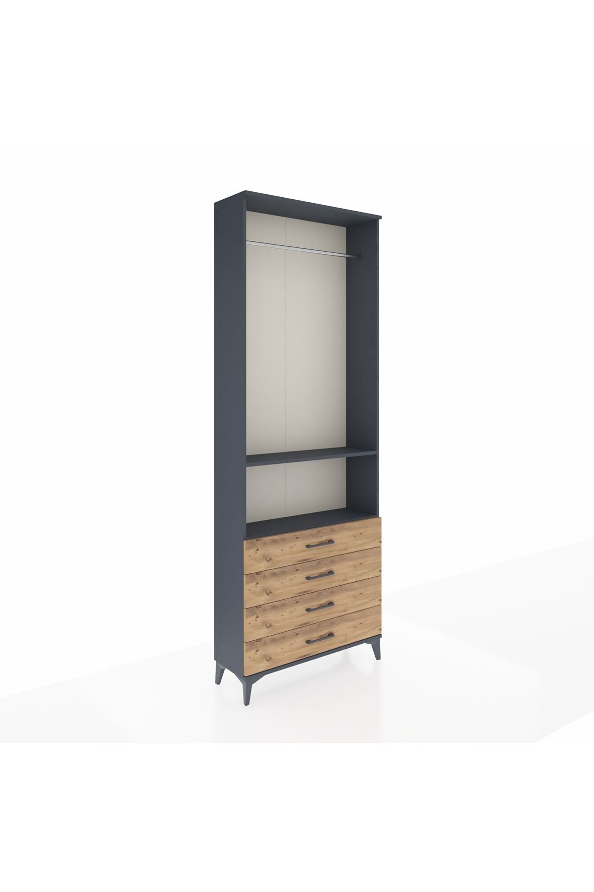 Arges Dolap 2 Raflı 4 Çekmeceli Tek Askılı 88x30x243 - S33M298V6A