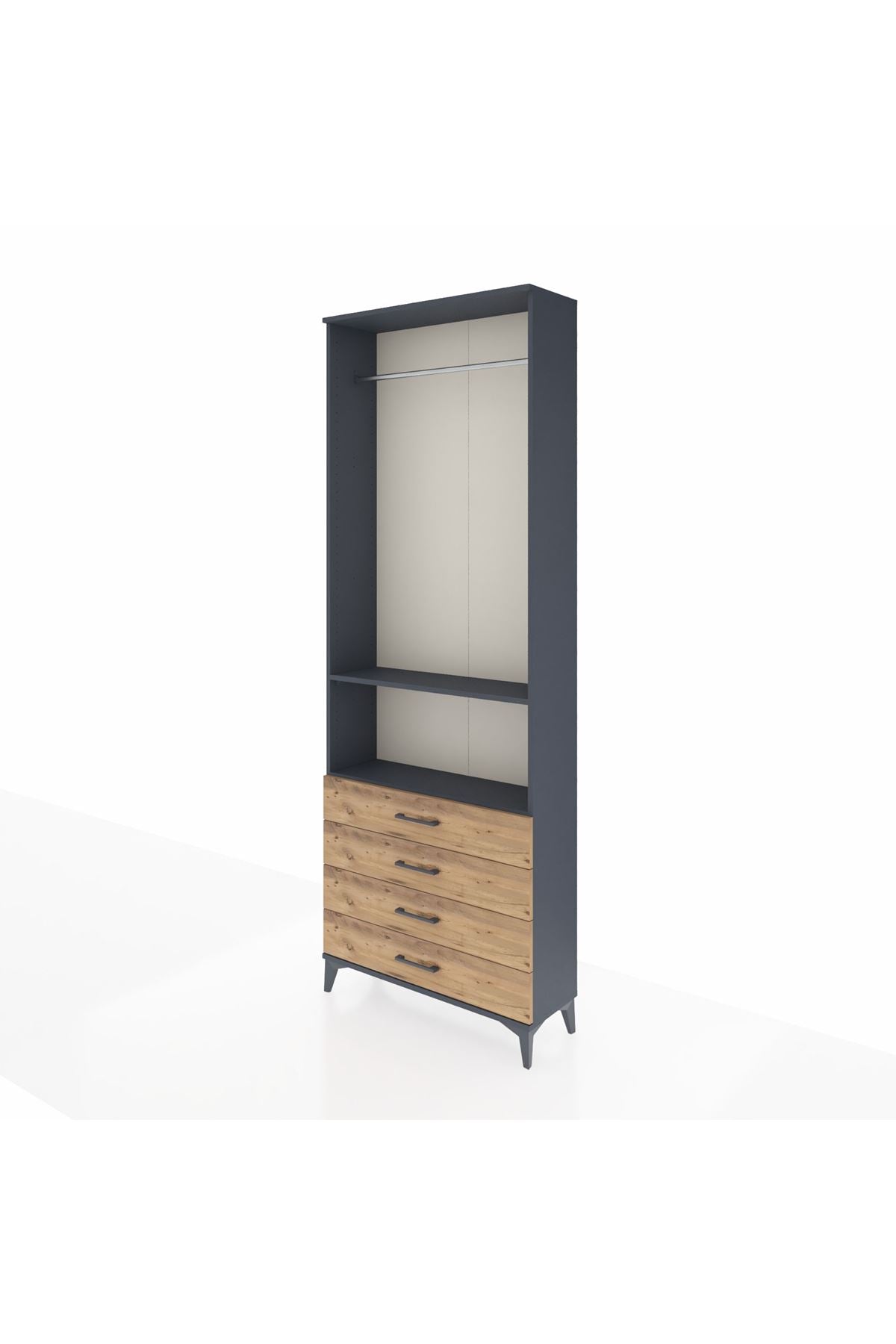 Arges Dolap 2 Raflı 4 Çekmeceli Tek Askılı 88x30x243 - S33M298V6A