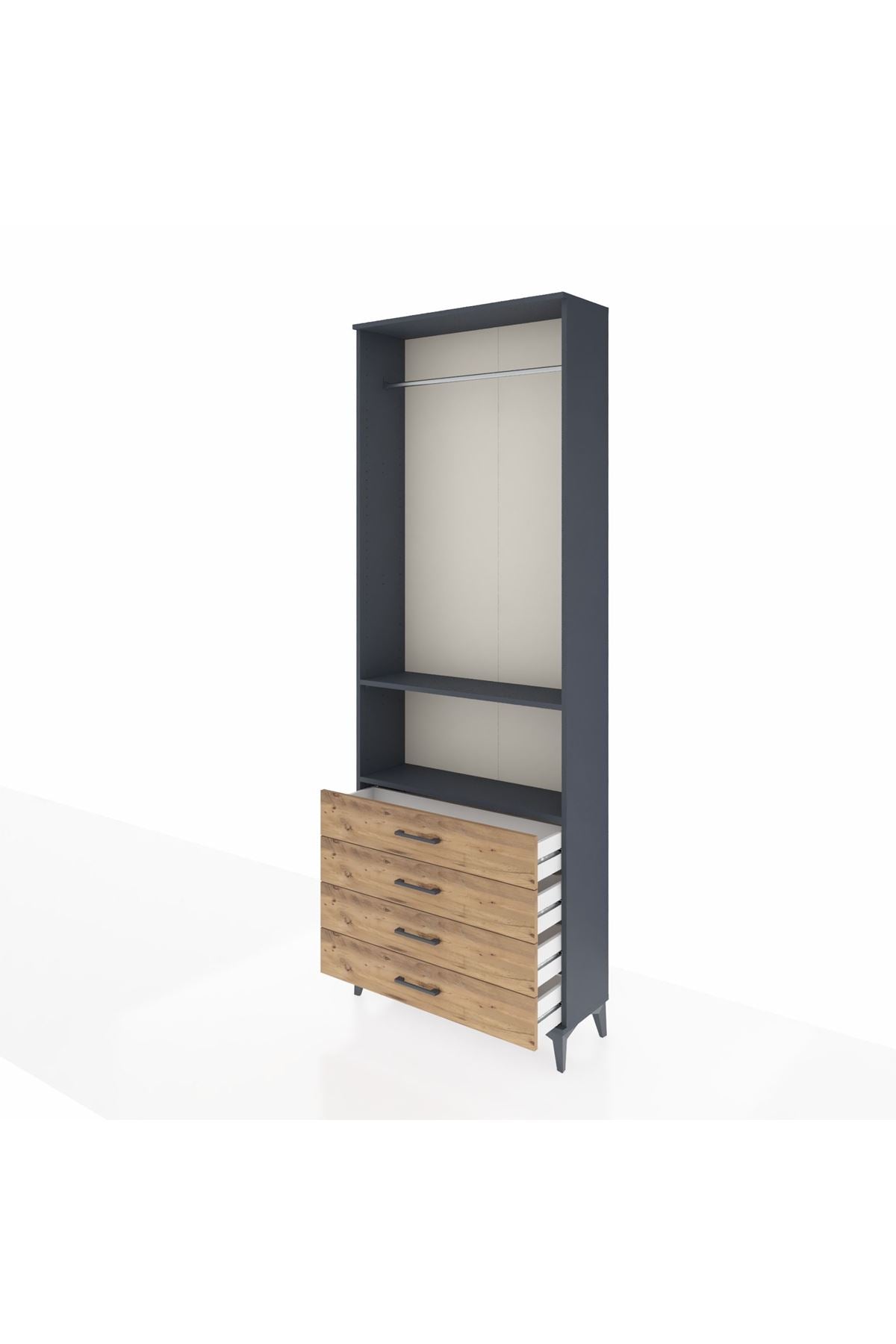 Arges Dolap 2 Raflı 4 Çekmeceli Tek Askılı 88x30x243 - S33M298V6A
