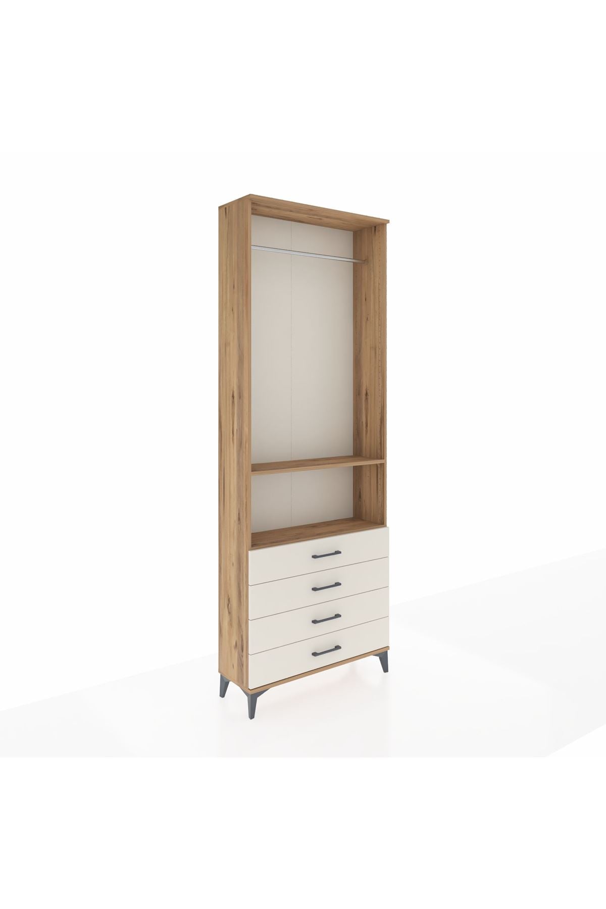 Arges Dolap 2 Raflı 4 Çekmeceli Tek Askılı 88x30x243 - S33M298V7A