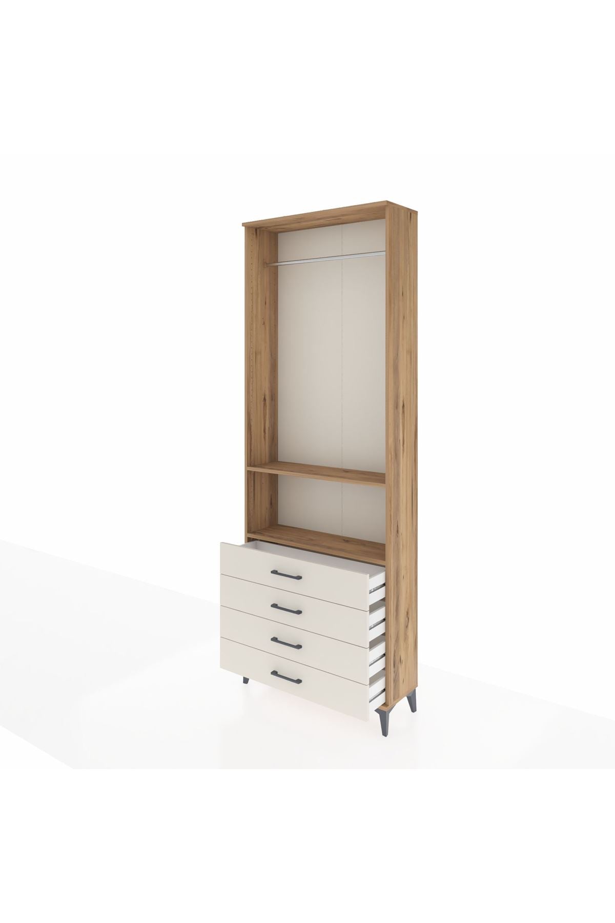 Arges Dolap 2 Raflı 4 Çekmeceli Tek Askılı 88x30x243 - S33M298V7A