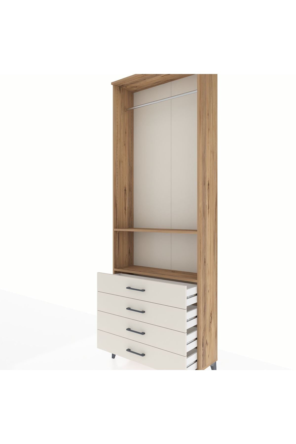 Arges Dolap 2 Raflı 4 Çekmeceli Tek Askılı 88x30x243 - S33M298V7A