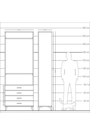 Arges Dolap 2 Raflı 4 Çekmeceli Tek Askılı 88x30x243 - S33M298V7A
