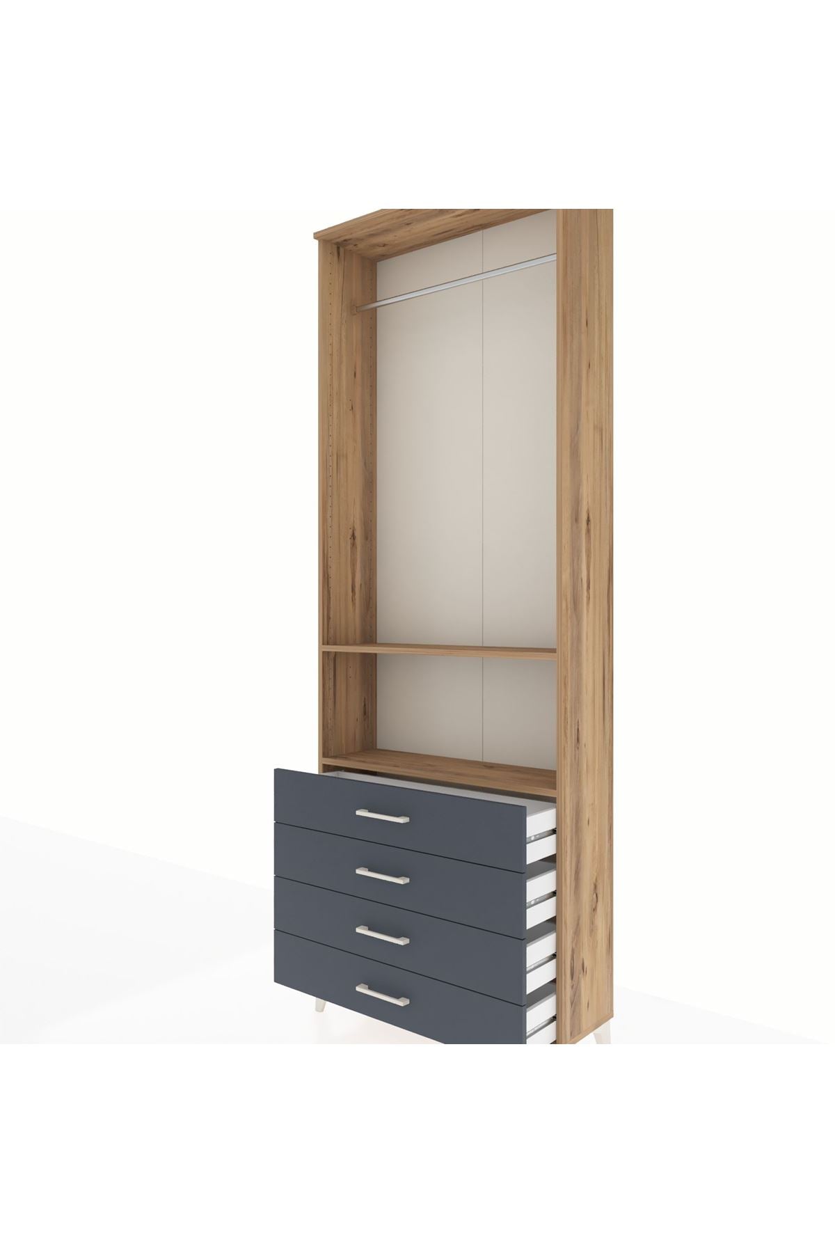 Arges Dolap 2 Raflı 4 Çekmeceli Tek Askılı 88x30x243 - S33M298V8A