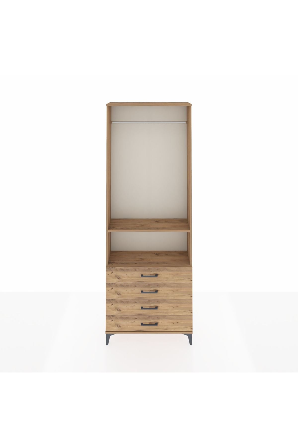 Arges Dolap 2 Raflı 4 Çekmeceli Tek Askılı 88x30x243 - S33M298V9A