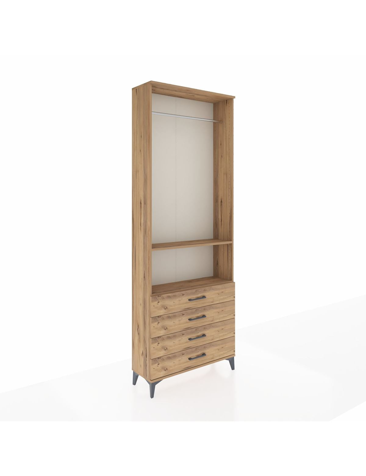 Arges Dolap 2 Raflı 4 Çekmeceli Tek Askılı 88x30x243 - S33M298V9A