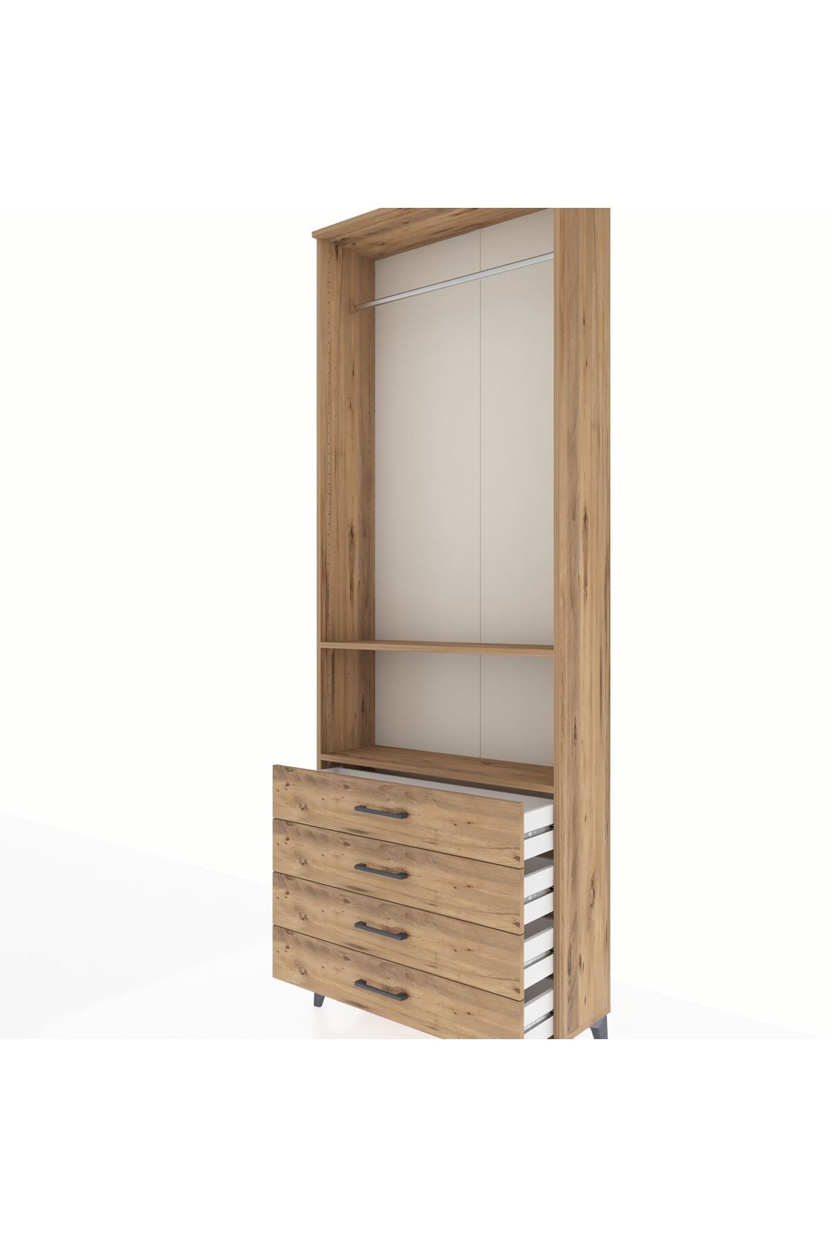 Arges Dolap 2 Raflı 4 Çekmeceli Tek Askılı 88x30x243 - S33M298V9A