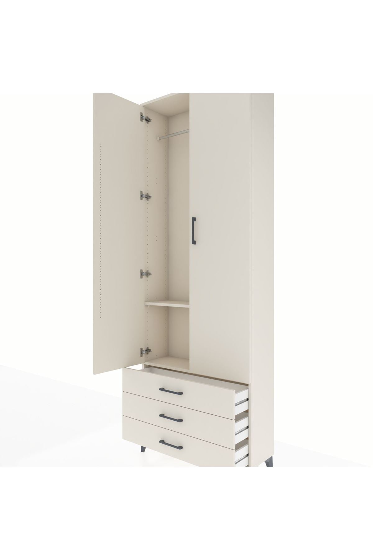 Arges Dolap 2 Raflı 3 Çekmeceli Tek Askılı 88x30x243 - S33M299V1A