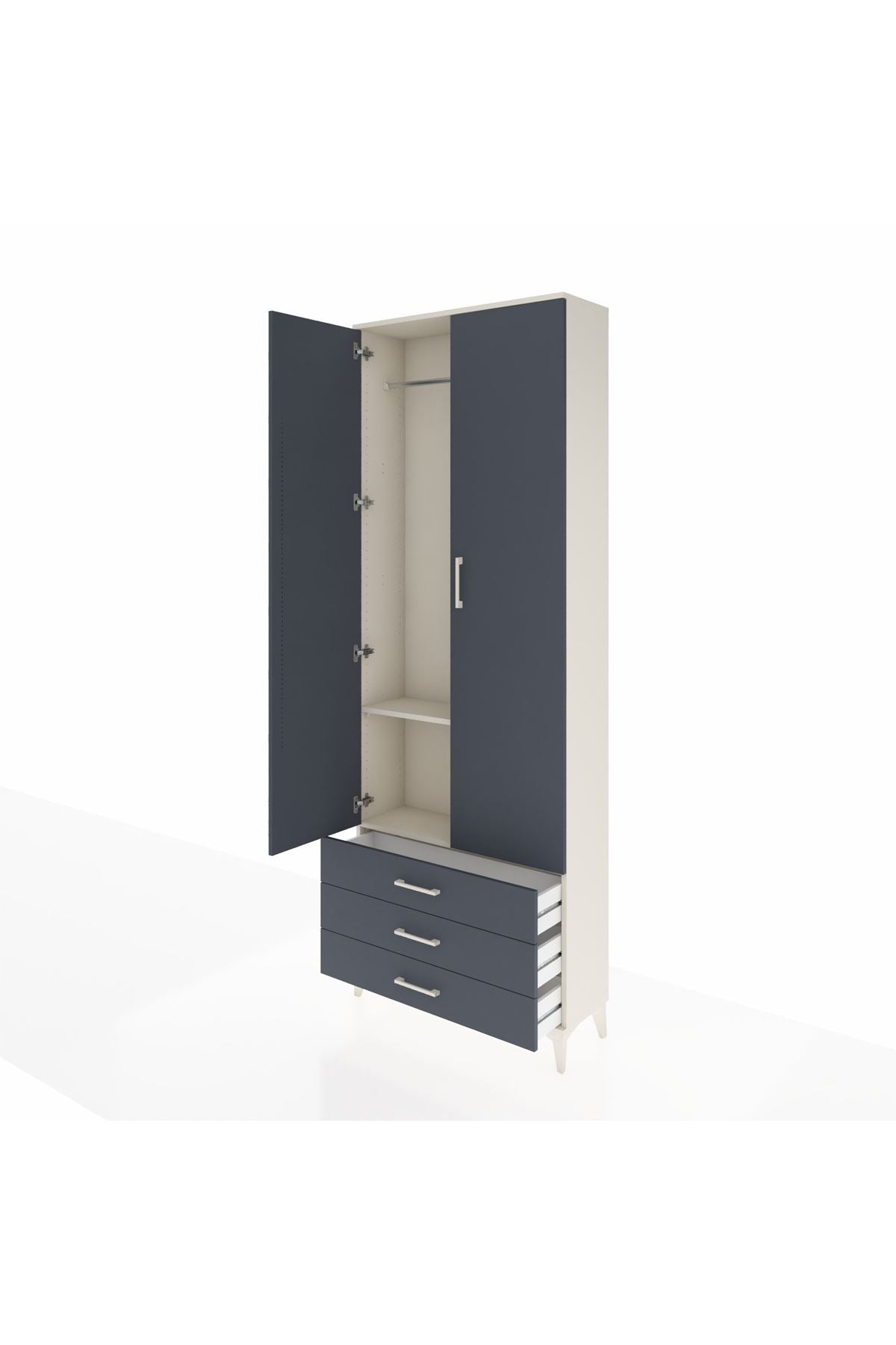 Arges Dolap 2 Raflı 3 Çekmeceli Tek Askılı 88x30x243 - S33M299V2A