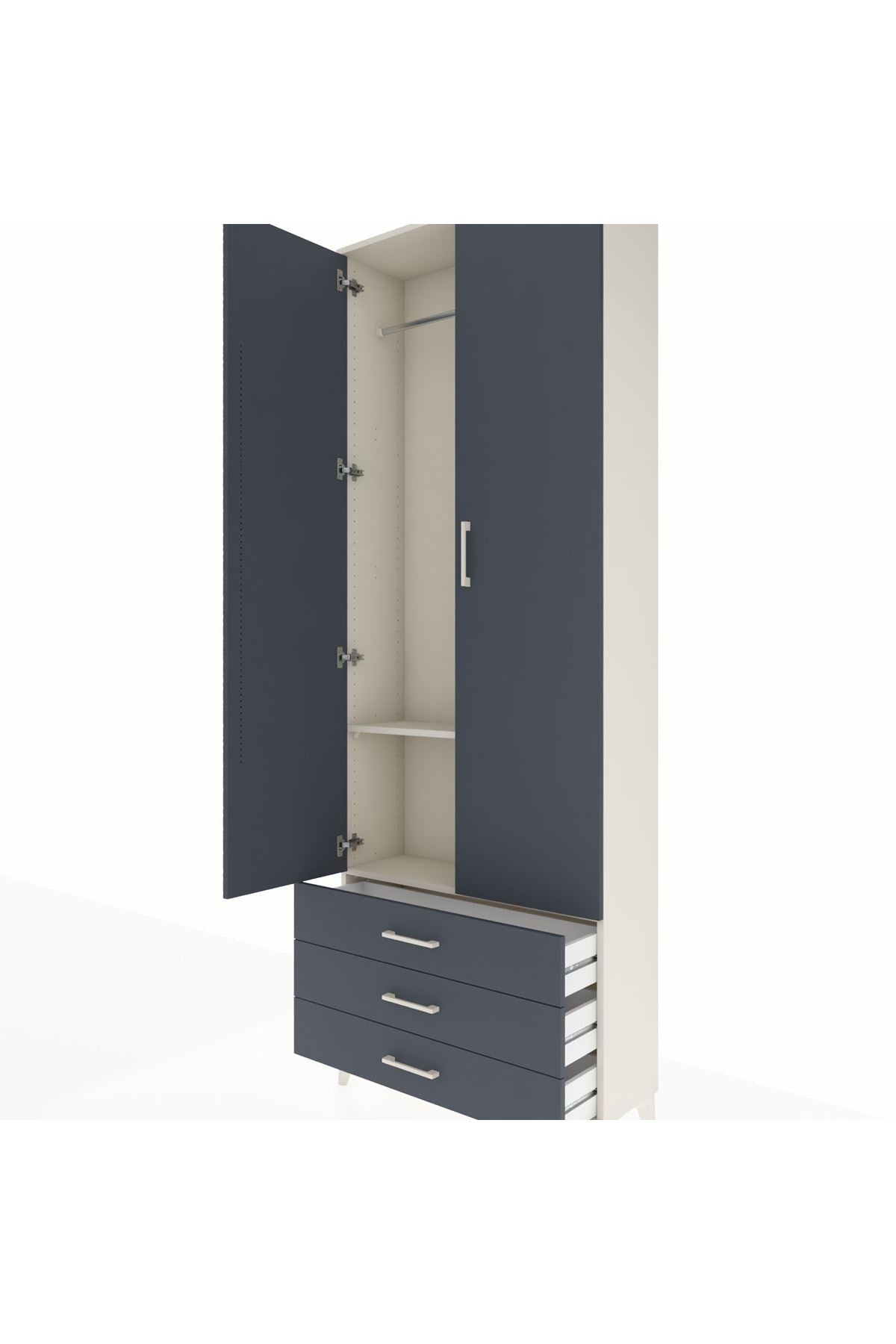 Arges Dolap 2 Raflı 3 Çekmeceli Tek Askılı 88x30x243 - S33M299V2A