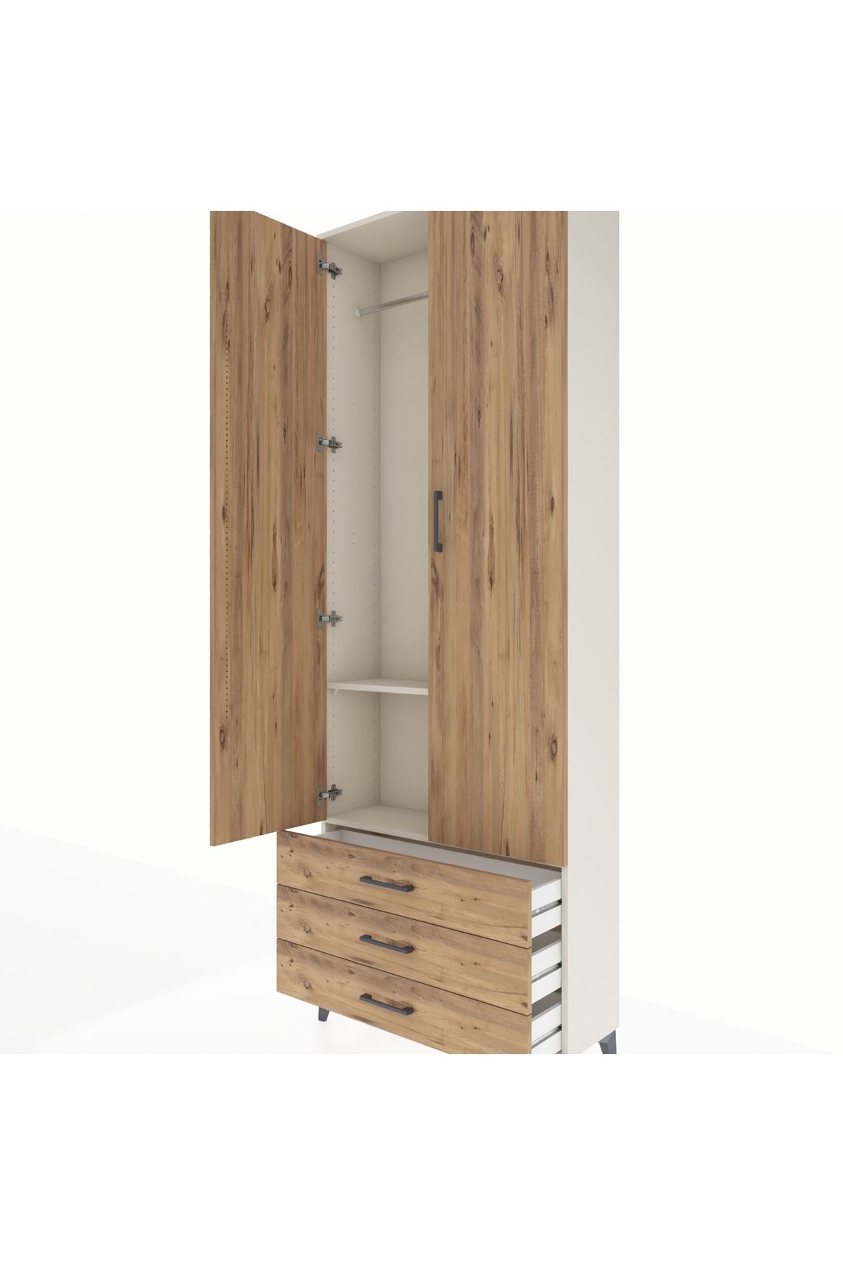 Arges Dolap 2 Raflı 3 Çekmeceli Tek Askılı 88x30x243 - S33M299V3A