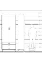 Arges Dolap 2 Raflı 3 Çekmeceli Tek Askılı 88x30x243 - S33M299V4A