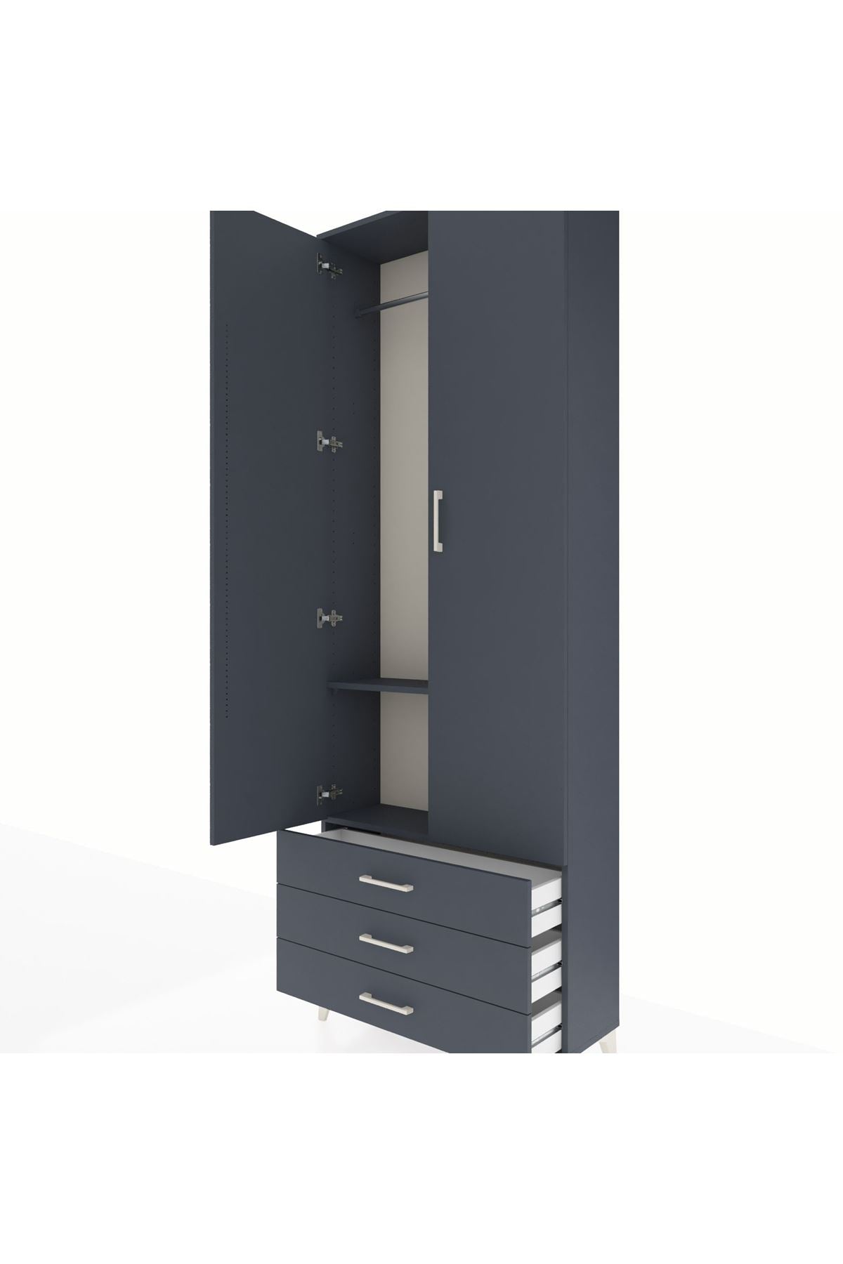 Arges Dolap 2 Raflı 3 Çekmeceli Tek Askılı 88x30x243 - S33M299V5A