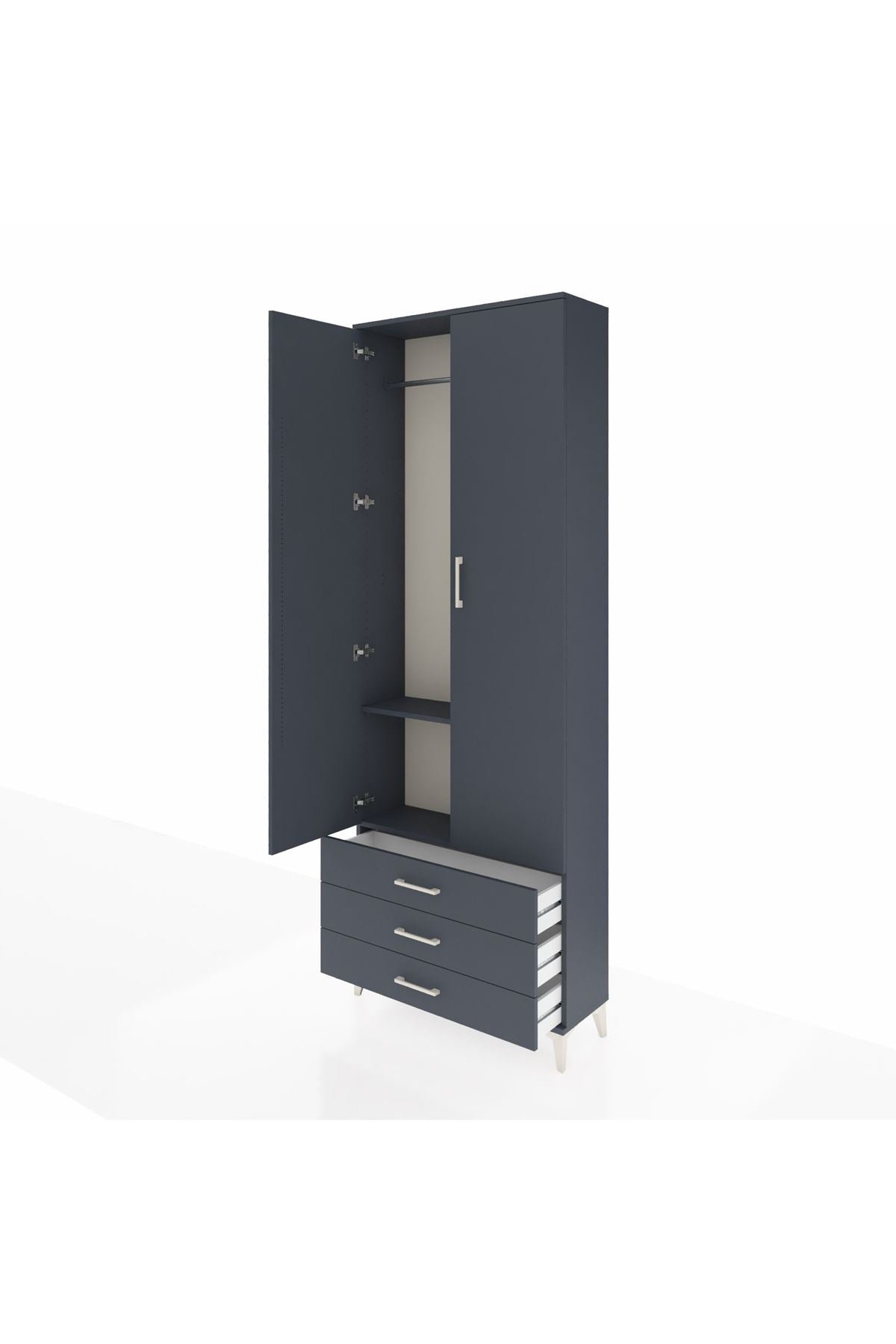 Arges Dolap 2 Raflı 3 Çekmeceli Tek Askılı 88x30x243 - S33M299V5A