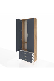 Arges Dolap 2 Raflı 3 Çekmeceli Tek Askılı 88x30x243 - S33M299V8A