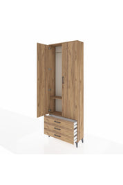 Arges Dolap 2 Raflı 3 Çekmeceli Tek Askılı 88x30x243 - S33M299V9A