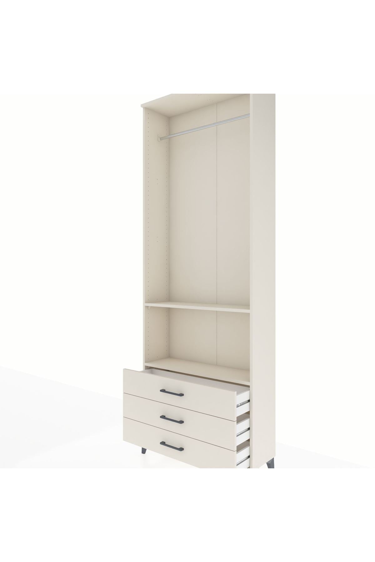 Arges Dolap 2 Raflı 3 Çekmeceli Tek Askılı 88x30x243 - S33M300V1A