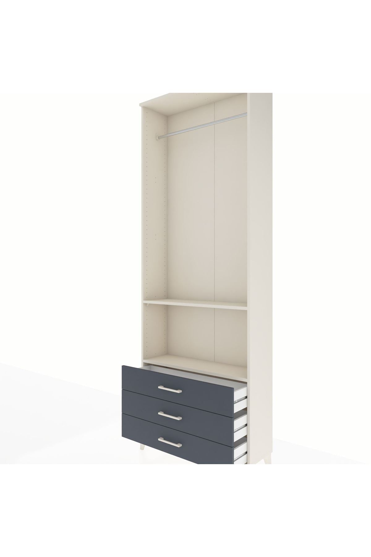 Arges Dolap 2 Raflı 3 Çekmeceli Tek Askılı 88x30x243 - S33M300V2A