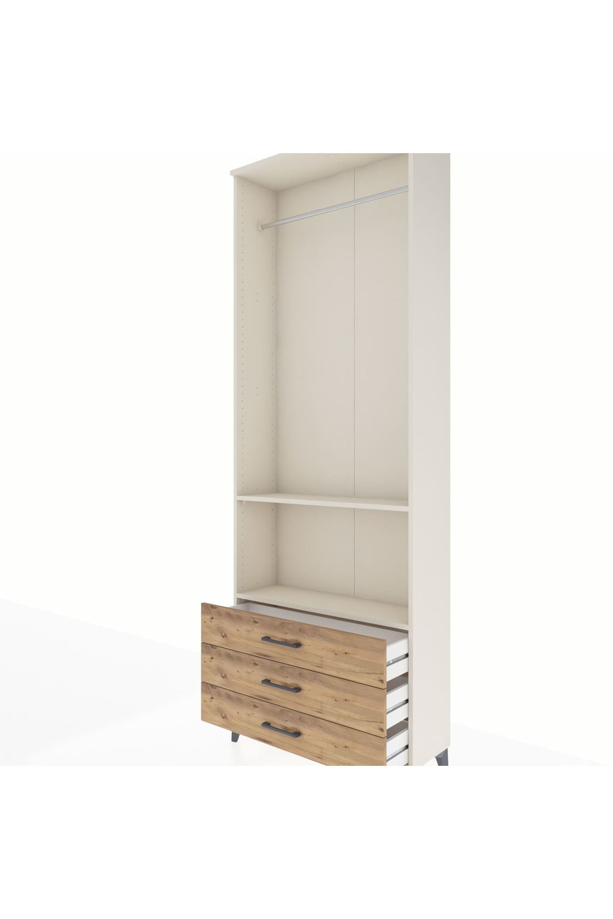Arges Dolap 2 Raflı 3 Çekmeceli Tek Askılı 88x30x243 - S33M300V3A
