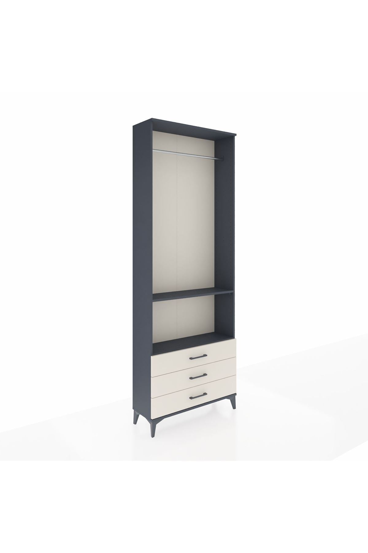 Arges Dolap 2 Raflı 3 Çekmeceli Tek Askılı 88x30x243 - S33M300V4A