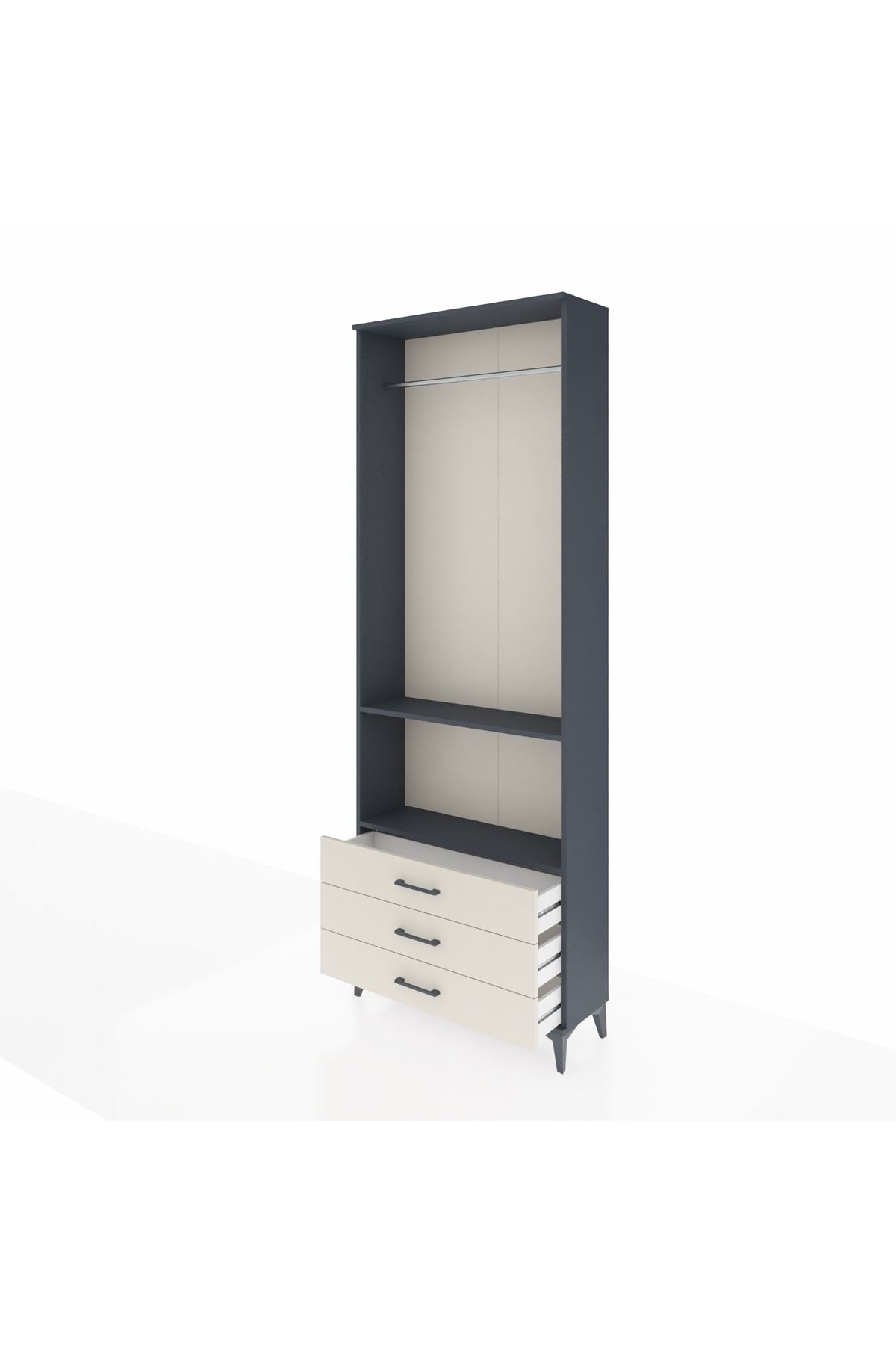 Arges Dolap 2 Raflı 3 Çekmeceli Tek Askılı 88x30x243 - S33M300V4A