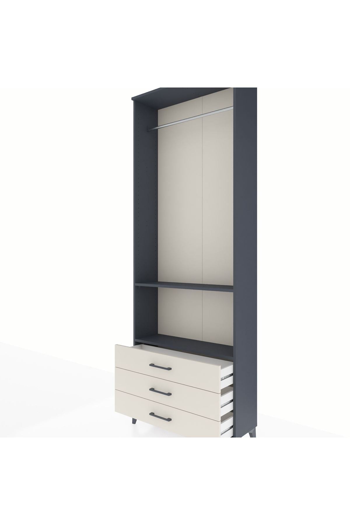 Arges Dolap 2 Raflı 3 Çekmeceli Tek Askılı 88x30x243 - S33M300V4A