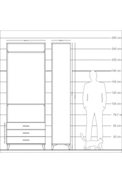 Arges Dolap 2 Raflı 3 Çekmeceli Tek Askılı 88x30x243 - S33M300V4A