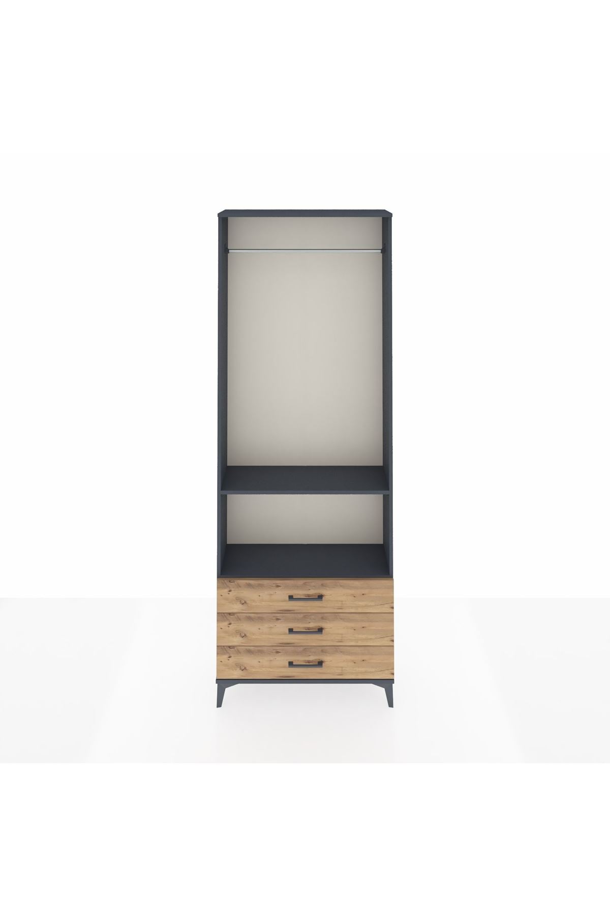 Arges Dolap 2 Raflı 3 Çekmeceli Tek Askılı 88x30x243 - S33M300V6A