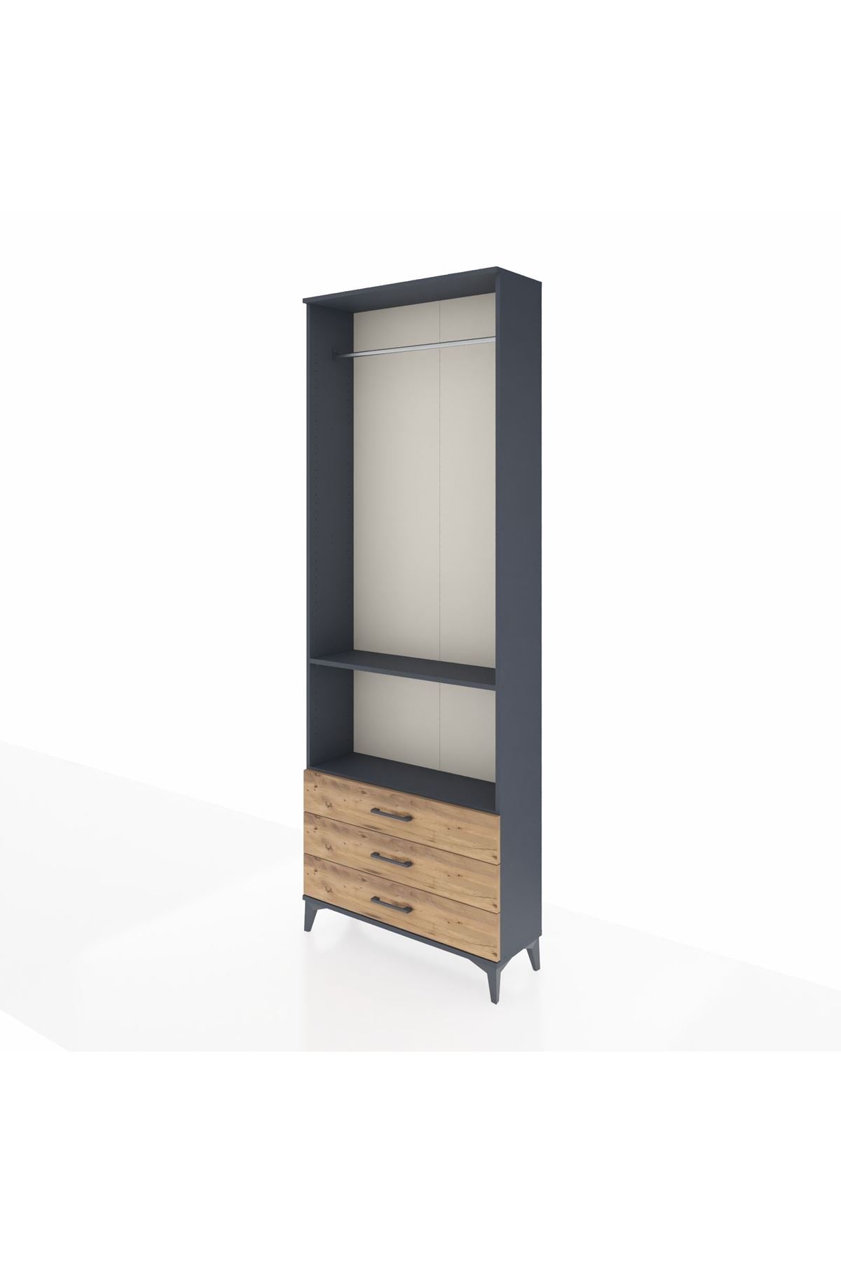 Arges Dolap 2 Raflı 3 Çekmeceli Tek Askılı 88x30x243 - S33M300V6A